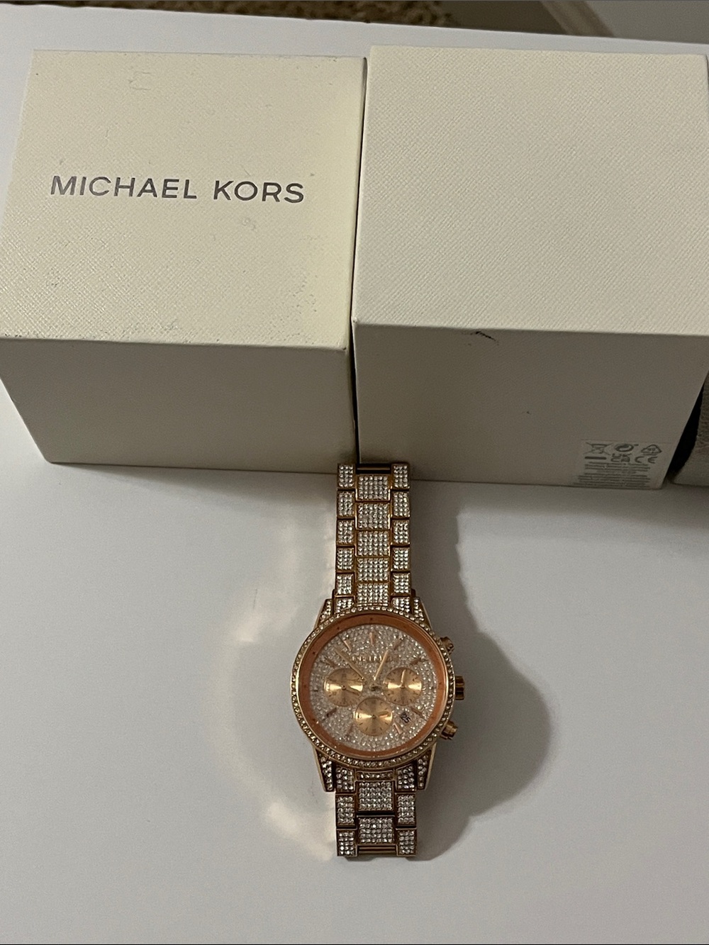 Michael Kors Rose Gold Crystal-Embellished Bracelet Watch - Picture 3 of 4